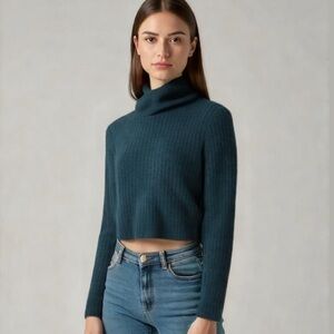 NWT Happily Grey Alpaca Blend Ribbed Turtleneck Sweater S